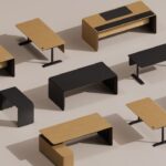 Nowy Styl Erange Slab-Leg Desk With Sideboard And Modesty Panel