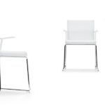 ICF Skid Base With Armrests Upholstered Conference Chair angled view