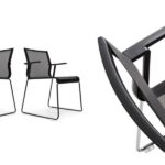ICF Skid Base With Armrests Upholstered Conference Chair side view