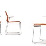 ICF Skid Base With Armrests Upholstered Conference Chair rear view