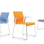 ICF Skid Base With Armrests Upholstered Conference Chair angled view