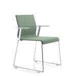 ICF Skid Base With Armrests Upholstered Conference Chair front view