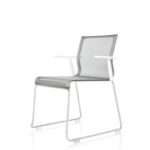 ICF Stick Skid With Armrests Mesh Conference Chair angled view