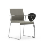 ICF Stick Skid With Armrests Mesh Conference Chair side view