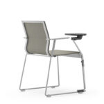 ICF Stick Skid With Armrests Mesh Conference Chair side view