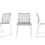 ICF Stick Skid With Armrests Mesh Conference Chair angled view