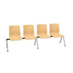 Kusch + Co Trio Bench-4 Wooden Uph Back 4-Seater Upholstered Beam Seating