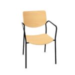Kusch + Co Smile Stationary Chair 4-Leg Stb Arm Lgm Frame LB-Wooden Back With