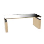 Bralco Fixed-Height Glass Top Desk