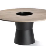 Gaber Nidaba Table Special Laminated Top D 140 Technopolymer Base Round round laminated table with black technopolymer base