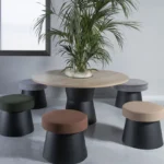 Gaber Salt 56 Pouf Technopolymer Base Upholstered Pouf