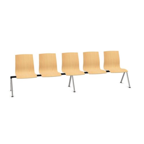 Kusch + Co Trio Bench-5 Wooden Uph Back 5-Seat Upholstered Beam Seating Bench