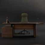 Bralco Fixed-Height Desk Telescopic Beam Desk Eleva desk arrangement with modesty panel