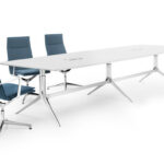 ICF Notable Meeting Height-Adjustable Electrified Conference Table Notable Meeting white conference table detail