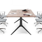 ICF Notable Meeting Height-Adjustable Electrified Conference Table Notable Meeting white conference table detail