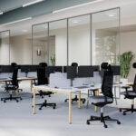 Nowy Styl Multo Upper Front Desk Panel Felt Front-Mounted Desk Screen Bspace desk arrangement with front-mounted felt panel