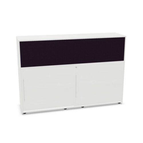 Frezza Sliding-Door Upholstered Open Storage Cabinet
