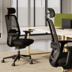 Nowy Styl Elovie Swivel Chair Mesh Back Upholstered Seat Office Chair