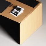 Nowy Styl Erange Desk Freestanding Slab-Leg Base Fixed RC Rounded-Corner Top detail view