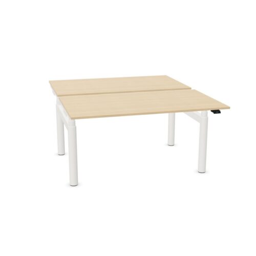 Bralco Double Workstation With Hand-Crank Height Adjustment Electric Bench Desk