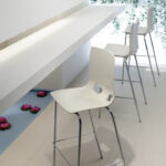 Nowy Styl Fondo Hocker 4-Leg Frame Plastic Back Shell Footrest Bar Stool