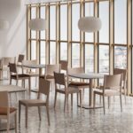 Kusch + Co Luca Frame Chair 4LA HB Uph 4-Leg With Armrests Upholstered Frame Luca and Embla chair arrangement