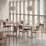 Kusch + Co Luca Frame Chair 4LA HB Uph 4-Leg With Armrests Upholstered Frame Luca and Embla chair arrangement