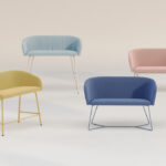 Nowy Styl Naudu High Sofa 2-Seater 4-Leg Frame Upholstered Integrated Bar Stool
