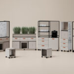 Nowy Styl Offa Shelf SF Freestanding Acoustic Desk Screen — Offa acoustic desk screen arrangement