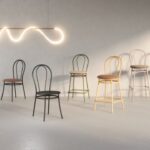 Nowy Styl Tulipan Stationary Chair 4-Leg Frame Metal Back Upholstered Seat