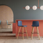Nowy Styl Vapaa Hocker 4-Leg Lgw Frame Wooden Back Footrest Bar Stool Vapaa hocker in interior arrangement