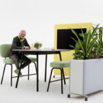 Cascando Pully Barbench Upholstered With Bench in interior setting