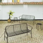 Normann Copenhagen Vig N-Vig DB-DB Dining With Armrests Bench Vig dining bench shown with a matching stool