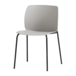 Inclass Aryn Max 4-Leg Plastic Seat And Back Chair Aryn Max chair with a light grey plastic seat and back and a white four-leg fram