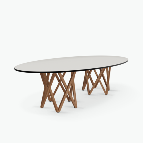 Bulo SB55 Dan Universelles Kabelnetz Oval Conference Table With Crossed Wooden
