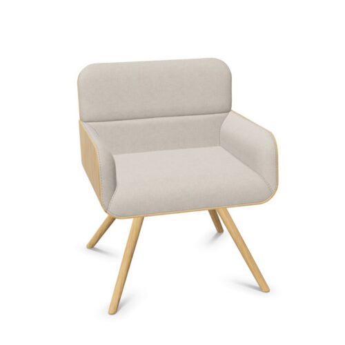 FAMO Chic Fixed Upholstered Armchair With Wooden Base Armchair