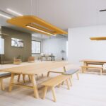 BuzziSpace Small Suspended Canopy Integrated Acoustic Ceiling Island installed view