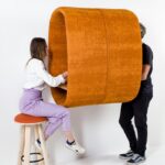 BuzziSpace Ring-Shaped Fabric-Covered Wall Panel Integrated Worktop Acoustic interior arrangement