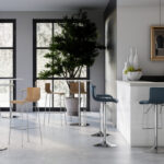 Arte & D Madrid Upper Bar Backless Stool Upper bar stool with yellow frame